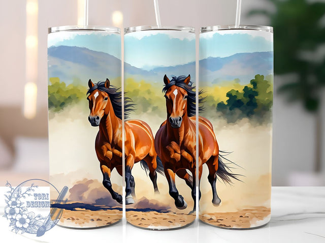Wild Galloping Horses Tumbler Wrap, Galloping Horses, Tumbler Wrap, Sublimation Design, Equestrian Art, Horse Lover Gift, Animal Decor, Wild Horses Sublimation ToriDesigns 