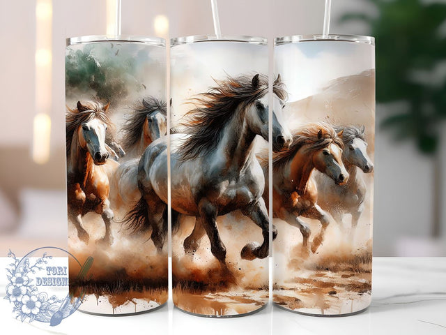 Wild Galloping Horses Tumbler Wrap, Galloping Horses, Tumbler Wrap, Sublimation Design, Equestrian Art, Horse Lover Gift, Animal Decor, Wild Horses Sublimation ToriDesigns 