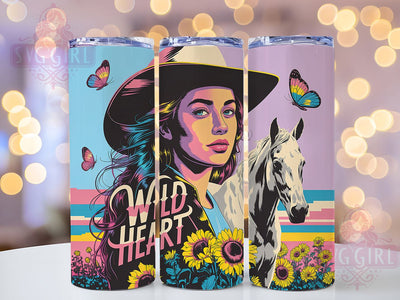 Wild Heart Cowgirl 20oz Tumbler, Wild Heart Quote, Western Cowgirl Wrap, Rustic Cowgirl Sublimation, 20oz Tumbler Wrap, Sublimation Design PNG, Country Western Gift Sublimation SvggirlplusArt 