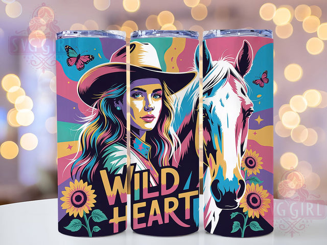 Wild Heart Cowgirl 20oz Tumbler, Wild Heart Quote, Western Cowgirl Wrap, Rustic Cowgirl Sublimation, 20oz Tumbler Wrap, Sublimation Design PNG, Country Western Gift Sublimation SvggirlplusArt 