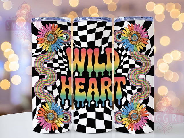 Wild Heart Sunflower Tumbler, Tie Dye, Sunflower Wrap, Sublimation Art, 20oz Tumbler, Boho Theme, Colorful Style Sublimation SvggirlplusArt 