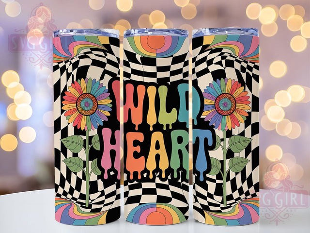 Wild Heart Sunflower Tumbler, Tie Dye, Sunflower Wrap, Sublimation Art, 20oz Tumbler, Boho Theme, Colorful Style Sublimation SvggirlplusArt 