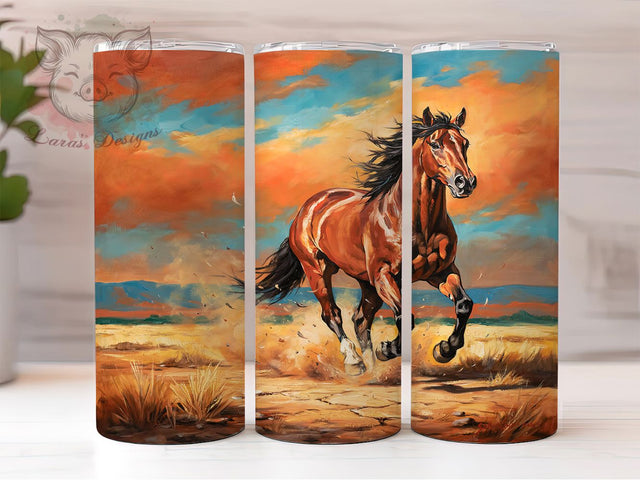 Wild Horses Galloping Nature 20oz Tumbler, Chestnut Horse, Galloping Forward, Flying Mane, Nature Theme, Skinny Tumbler, Sublimation PNG Sublimation Lara' s Designs 