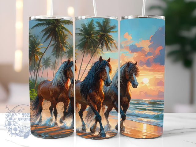 Wild Horses On The Beach 20 oz Tumbler Wrap, Horses Tumbler PNG, Straight & Tapered Tumbler Wrap PNG, Instant Digital Download PNG, Sublimation Designs Downloads Sublimation ToriDesigns 