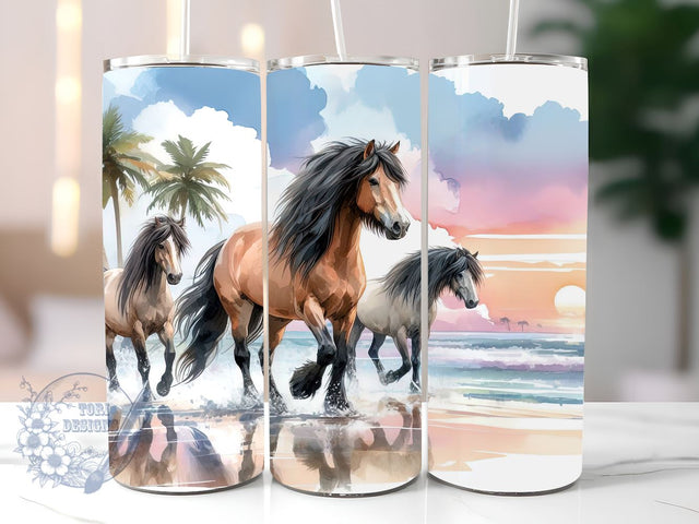 Wild Horses On The Beach 20 oz Tumbler Wrap, Horses Tumbler PNG, Straight & Tapered Tumbler Wrap PNG, Instant Digital Download PNG, Sublimation Designs Downloads Sublimation ToriDesigns 