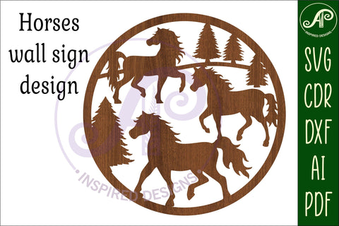 Wild horses wall sign svg laser cut file SVG APInspireddesigns 