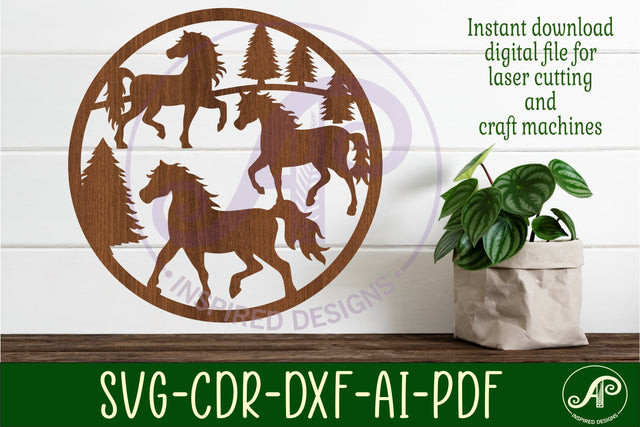 Wild horses wall sign svg laser cut file SVG APInspireddesigns 