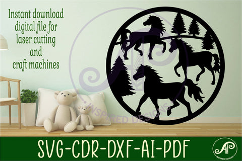 Wild horses wall sign svg laser cut file SVG APInspireddesigns 
