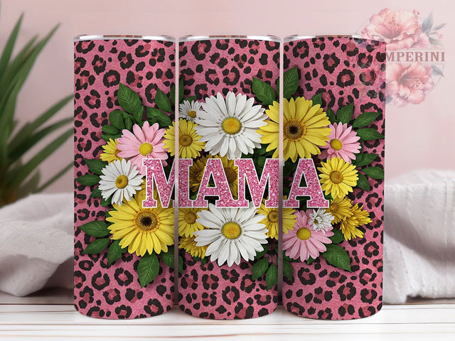 Wild Mama Floral Leopard Tumbler Wrap, Floral Leopard Tumbler, Glitter Tumbler Design, 20oz Tumbler Sublimation, Vibrant Mom Tumbler, Digital Tumbler Wrap, Wild Mom Tumbler Sublimation Li Zamperini 