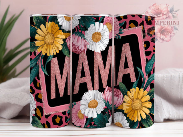 Wild Mama Floral Leopard Tumbler Wrap, Floral Leopard Tumbler, Glitter Tumbler Design, 20oz Tumbler Sublimation, Vibrant Mom Tumbler, Digital Tumbler Wrap, Wild Mom Tumbler Sublimation Li Zamperini 