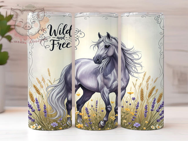 Wild Mustang Horse Lover Tumbler Wrap, Wild Horse Design, Equestrian Tumbler, Ranch Life Cup, Horse Girl Pattern, Western Style Drinkware, Mustang Art Design Sublimation Lara' s Designs 