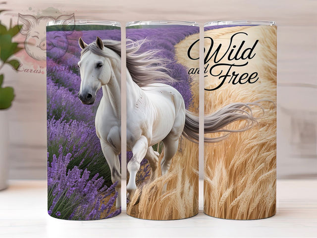 Wild Mustang Horse Lover Tumbler Wrap, Wild Horse Design, Equestrian Tumbler, Ranch Life Cup, Horse Girl Pattern, Western Style Drinkware, Mustang Art Design Sublimation Lara' s Designs 