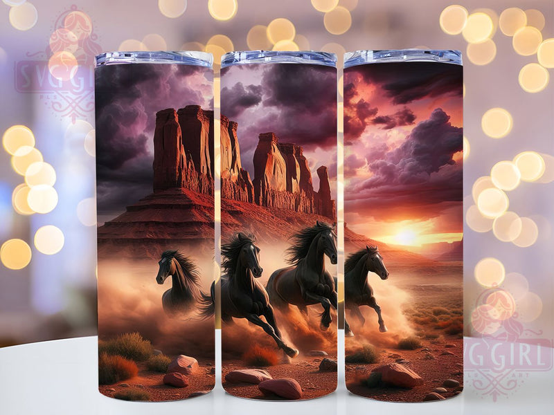 Wild Running Horses Tumbler, Wild Western Tumbler, Country Horse 20oz Wrap, Sublimation Design, Rustic Horse Gift, Stylish Western Wrap, Cowboy Horse Tumbler Sublimation SvggirlplusArt 