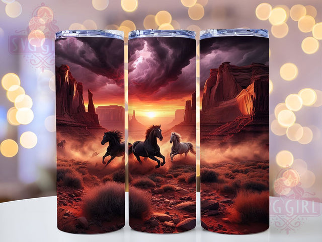 Wild Running Horses Tumbler, Wild Western Tumbler, Country Horse 20oz Wrap, Sublimation Design, Rustic Horse Gift, Stylish Western Wrap, Cowboy Horse Tumbler Sublimation SvggirlplusArt 