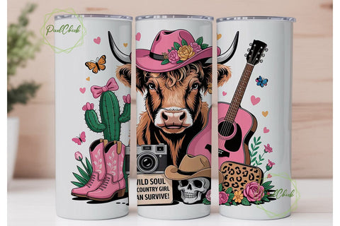 Wild Soul Country Cowgirl 20oz Tumbler Sublimation PixelChick 