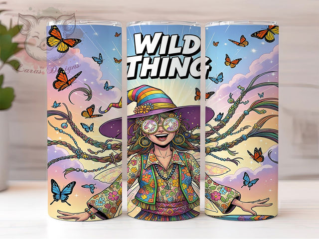 Wild Thing Hippie Boho Gnome Tumbler, Hippie Gnome Wrap, 20oz Sublimation, Boho Girl Cup, Free Spirit Tumbler, Groovy Gnome Design, Hippie Drinkware Sublimation Lara' s Designs 