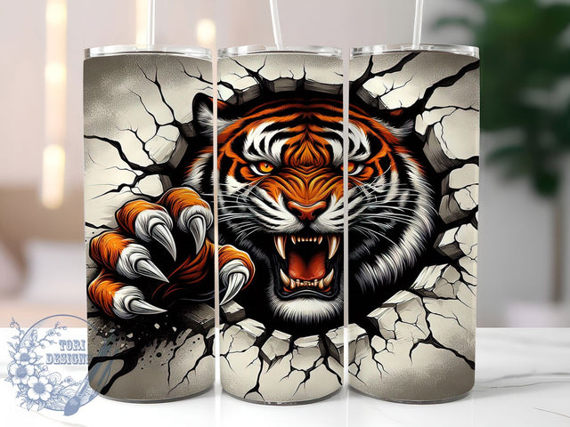 Wild Tiger Jungle Tumbler, Tiger Tumbler Design, 20Oz Sublimation, Wild Tiger Printable, Jungle Wall Art Wrap, Fierce Tiger Pattern, Animal Print Tumbler Sublimation ToriDesigns 