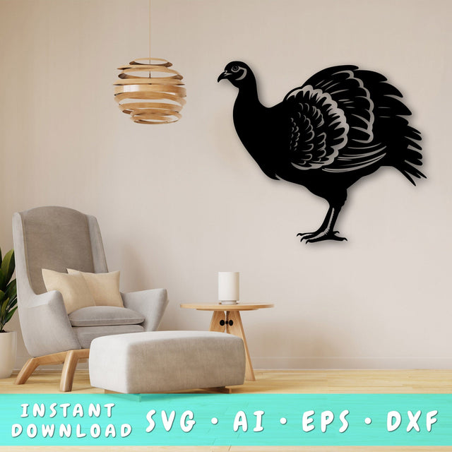 Wild Turkey Laser SVG Cut File, Wild Turkey Glowforge File, Wild Turkey DXF, Wild Turkey Wall Art SVG SVG HappyDesignStudio 