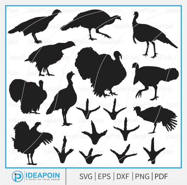 Wild Turkey Shapes svg, Turkey Bundle SVG, Turkey SVG, Turkey Vector, Turkey Clipart, Turkey Silhouettes SVG, Turkey Track svg, Wild Turkey SVG Dinvect 