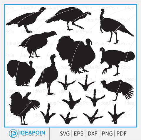 Wild Turkey Shapes svg, Turkey Bundle SVG, Turkey SVG, Turkey Vector, Turkey Clipart, Turkey Silhouettes SVG, Turkey Track svg, Wild Turkey SVG Dinvect 