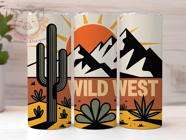 Wild West Adventure 20oz Tumbler, Wild West, Rugged Landscape, Dramatic Mountains, Camping, 20oz Tumbler Wrap, PNG Sublimation Design Sublimation Lara' s Designs 