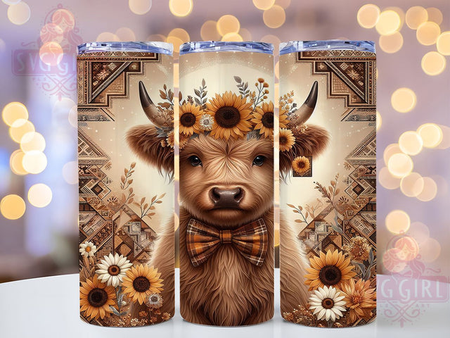 Wild West Aztec Boho Rustic Cow Tumbler, Aztec Pattern Cup, 20Oz Tumbler Wrap, Sublimation Boho Cow Design, Western Bohemian Drinkware, Rustic Cow Mug Wrap, Southwest Style Tumbler Sublimation SvggirlplusArt 