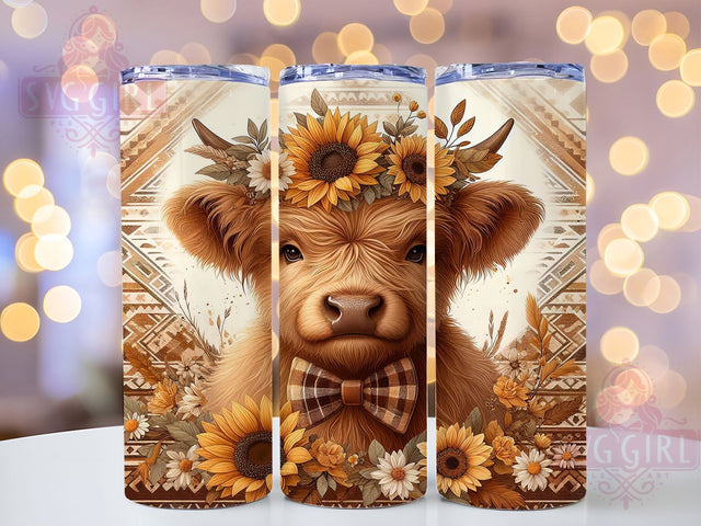 Wild West Aztec Boho Rustic Cow Tumbler, Aztec Pattern Cup, 20Oz Tumbler Wrap, Sublimation Boho Cow Design, Western Bohemian Drinkware, Rustic Cow Mug Wrap, Southwest Style Tumbler Sublimation SvggirlplusArt 