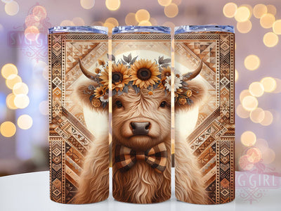 Wild West Aztec Boho Rustic Cow Tumbler, Aztec Pattern Cup, 20Oz Tumbler Wrap, Sublimation Boho Cow Design, Western Bohemian Drinkware, Rustic Cow Mug Wrap, Southwest Style Tumbler Sublimation SvggirlplusArt 