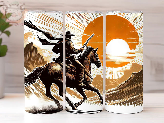 Wild West Cowboy 20 oz Skinny Tumbler, Cowboy PNG Downloads, 20oz Tumbler Png, Sublimation Design, Digital, Digital Download PNG Sublimation Lara' s Designs 