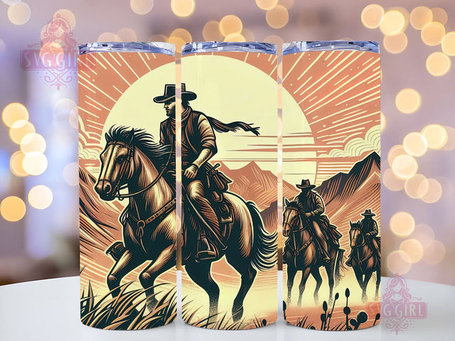 Wild West Cowboy 20oz Tumbler, Cowboy Tumbler Png, Straight Tapered Tumbler Wrap, Instant Digital Download Sublimation SvggirlplusArt 