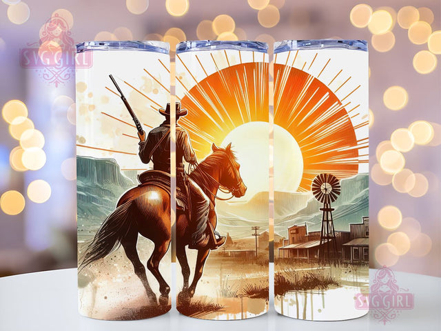 Wild West Cowboy 20oz Tumbler, Cowboy Tumbler Png, Straight Tapered Tumbler Wrap, Instant Digital Download Sublimation SvggirlplusArt 