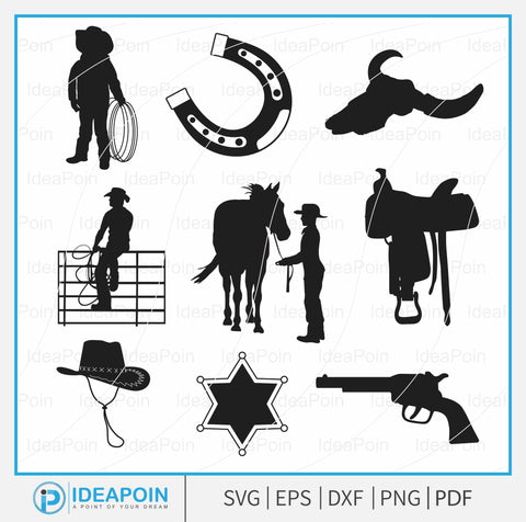 Wild West, Cowboy svg, Western Clipart, Sheriff Badge, Cowboy Silhouette, Horse And Saddle, Western Saloon SVG, Texas Graphics, Cowboy SVG Dinvect 