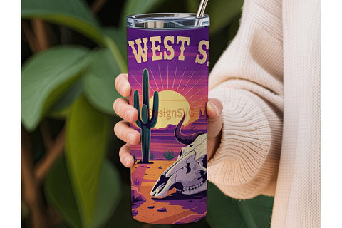 Wild West Desert 20oz Tumbler Wrap Sublimation DesignSVG 