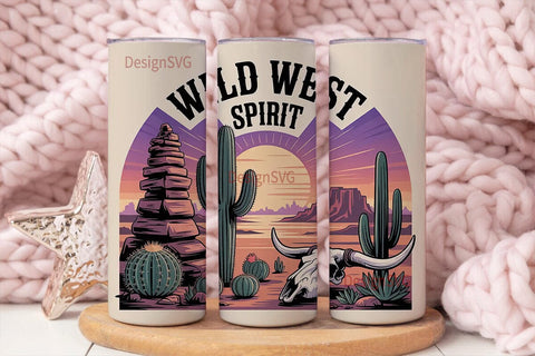 Wild West Desert 20oz Tumbler Wrap Sublimation DesignSVG 