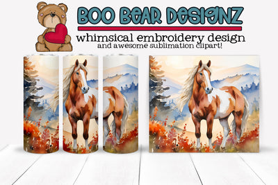 Wild West Horse Sublimation tumbler Sublimation Boo Bear Designz 