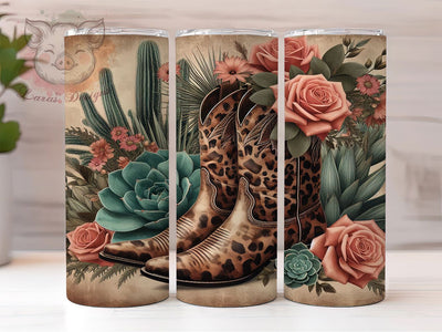 Wild West Leopard Cowboy Boots Tumbler, Leopard Print Tumbler, Cowboy Boots Wrap, Western Sublimation Design, 20Oz Tumbler Wrap, Country Western Mug, Rodeo Drinkware Sublimation Lara' s Designs 