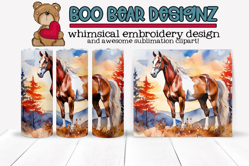 Wild Western Horse Sublimation tumbler Sublimation Boo Bear Designz 