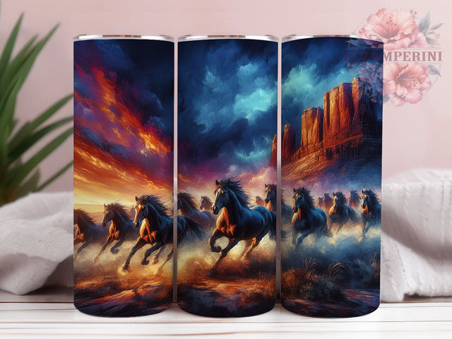 Wild Western Horses Tumbler, Western Freedom Tumbler, Country West 20oz Wrap, Sublimation Design, Rustic Horse Gift, Stylish Western Wrap, Cowboy Spirit Tumbler Sublimation Li Zamperini 