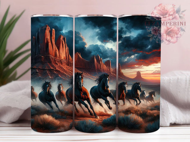 Wild Western Horses Tumbler, Western Freedom Tumbler, Country West 20oz Wrap, Sublimation Design, Rustic Horse Gift, Stylish Western Wrap, Cowboy Spirit Tumbler Sublimation Li Zamperini 