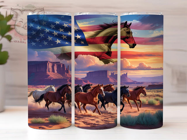 Wild Western Running Horses Tumbler, Wild Western Wrap, 20Oz Skinny Tumbler, Cowboy Ranch Sublimation, Galloping Horse Design, Rustic Country Tumbler, Western Rodeo Wrap Sublimation Lara' s Designs 