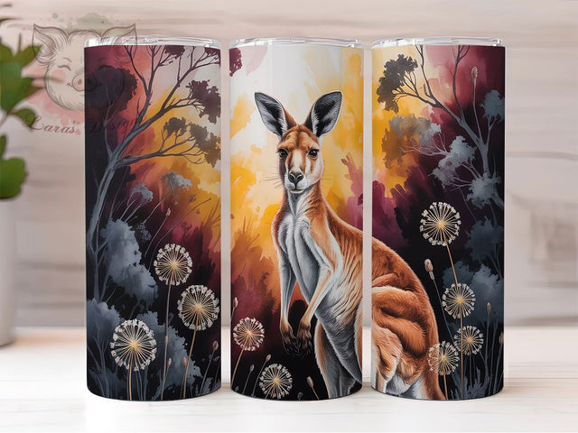 Wild & Wonderful Australian Wildlife Tumbler, Kangaroo Design, Native Wildflower Wrap, Outback Sublimation, Aussie Animal Tumbler, 20oz Floral Fauna Design, DIY Australia Theme Sublimation Lara' s Designs 