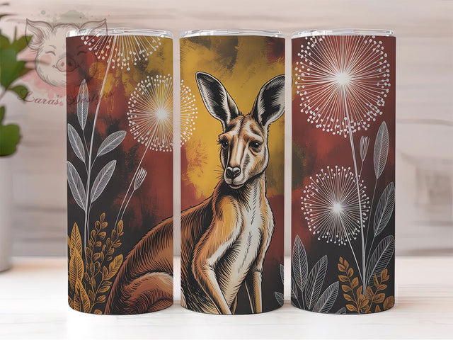 Wild & Wonderful Australian Wildlife Tumbler, Kangaroo Design, Native Wildflower Wrap, Outback Sublimation, Aussie Animal Tumbler, 20oz Floral Fauna Design, DIY Australia Theme Sublimation Lara' s Designs 