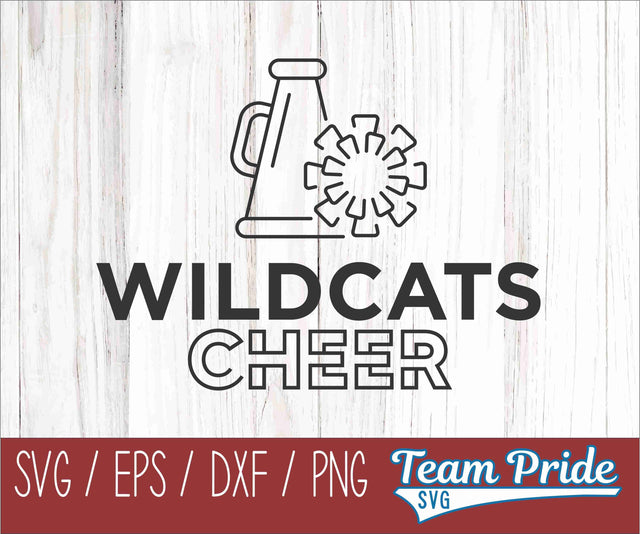 Wildcats Cheer Line Art SVG Digital Download Printable - SVG, EPS, DXF, PNG SVG Team Pride SVG 