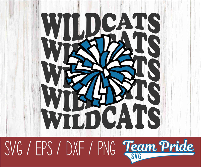 Wildcats Cheer Vintage Wave SVG Digital Download Printable - SVG, EPS, DXF, PNG SVG Team Pride SVG 