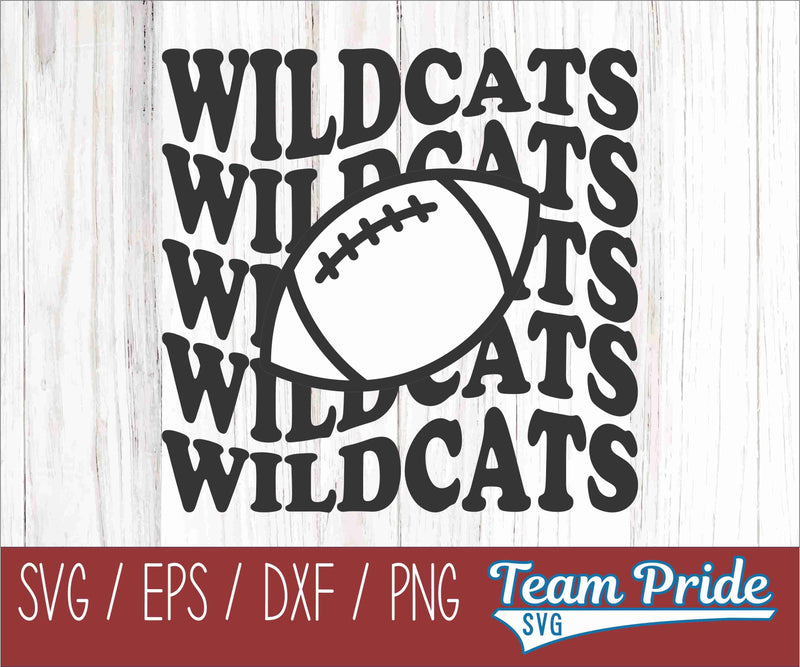 Wildcats Football Retro Wave SVG Digital Download Printable - SVG, EPS, DXF, PNG SVG Team Pride SVG 