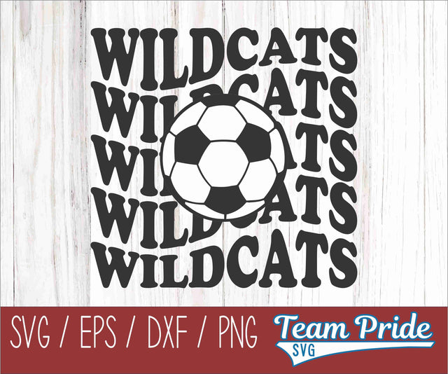Wildcats Soccer Retro Wave SVG Digital Download Printable - SVG, EPS, DXF, PNG SVG Team Pride SVG 