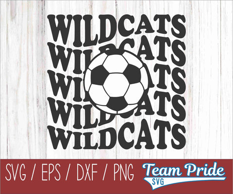 Wildcats Soccer Retro Wave SVG Digital Download Printable - SVG, EPS, DXF, PNG SVG Team Pride SVG 