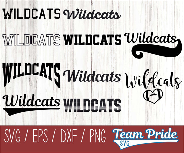Wildcats SVG Bundle Digital Download Printable - SVG, EPS, DXF, PNG SVG Team Pride SVG 