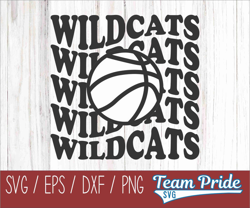 Wildcats Vintage Wave Basketball SVG Digital Download Printable - SVG, EPS, DXF, PNG SVG Team Pride SVG 