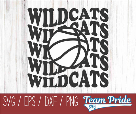 Wildcats Vintage Wave Basketball SVG Digital Download Printable - SVG, EPS, DXF, PNG SVG Team Pride SVG 